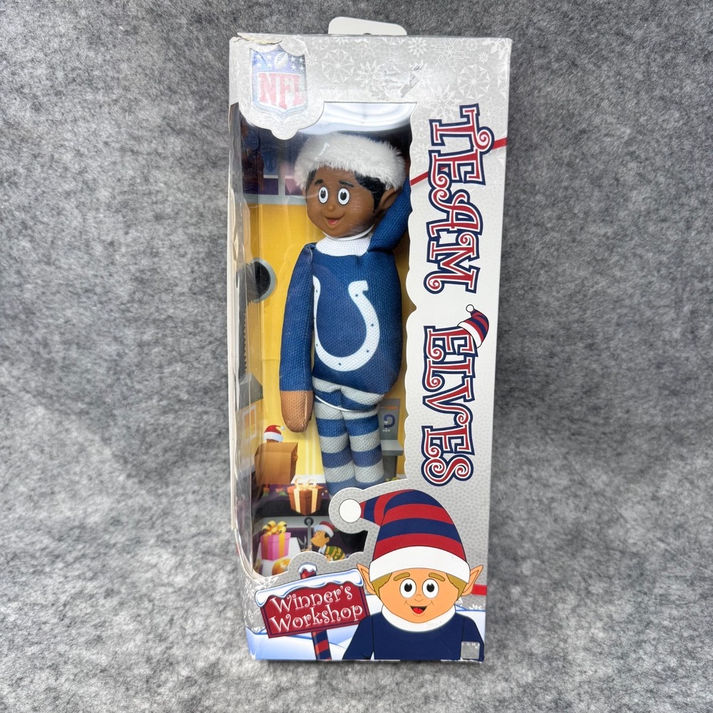 Indianapolis Colts NFL Football Team Elves Christmas Elf Foco Shelf Doll